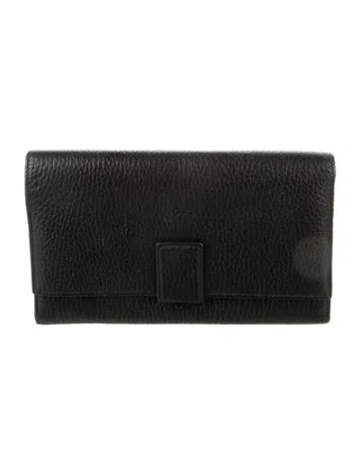 Pre-owned Neiman Marcus Leather Trifold Wallet In Black