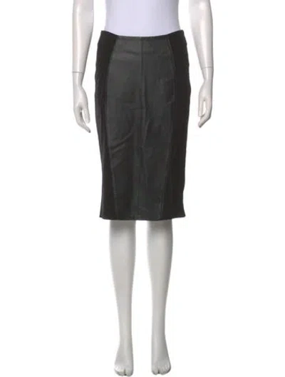 Pre-owned Neiman Marcus Leather Trim Embellishment Knee-length Skirt In Black
