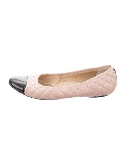 Pre-owned Neiman Marcus Leather Tweed Pattern Ballet Flats In Pink