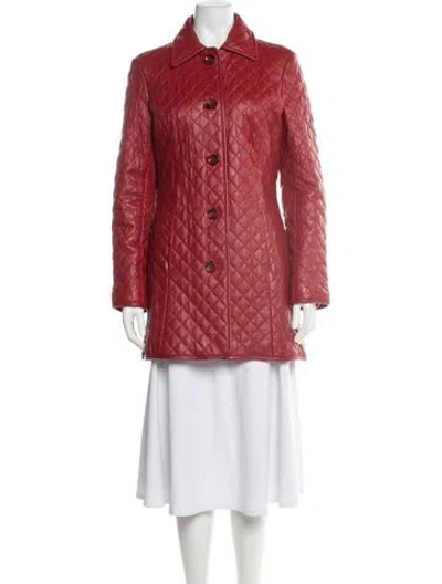 Pre-owned Neiman Marcus Leather Tweed Pattern Jacket In Red