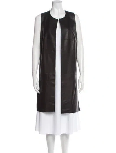 Pre-owned Neiman Marcus Leather Vest In Gray