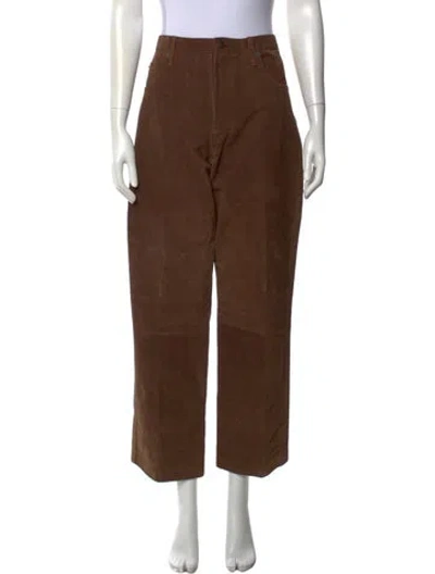 Pre-owned Neiman Marcus Leather Wide Leg Pants In Brown
