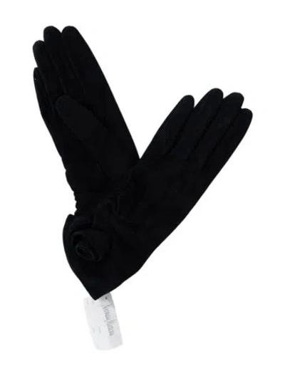 Pre-owned Neiman Marcus Leather Winter Gloves In Black