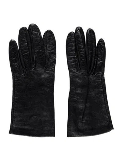 Pre-owned Neiman Marcus Leather Winter Gloves In Black