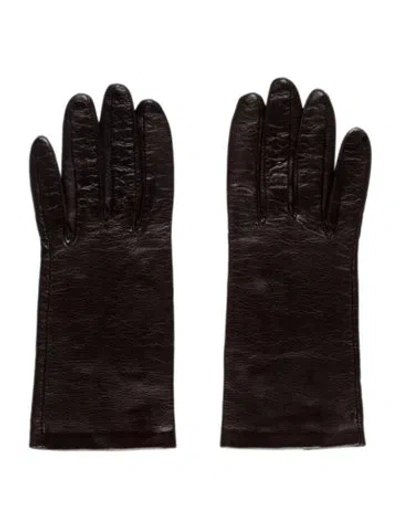 Pre-owned Neiman Marcus Leather Winter Gloves In Brown