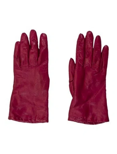 Pre-owned Neiman Marcus Leather Winter Gloves In Burgundy