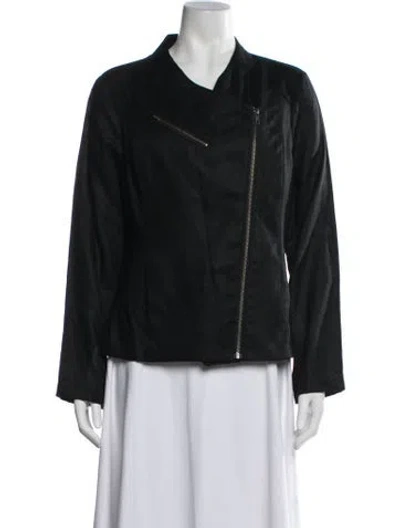 Pre-owned Neiman Marcus Linen Biker Jacket In Black