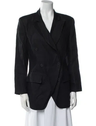 Pre-owned Neiman Marcus Linen Blazer In Black
