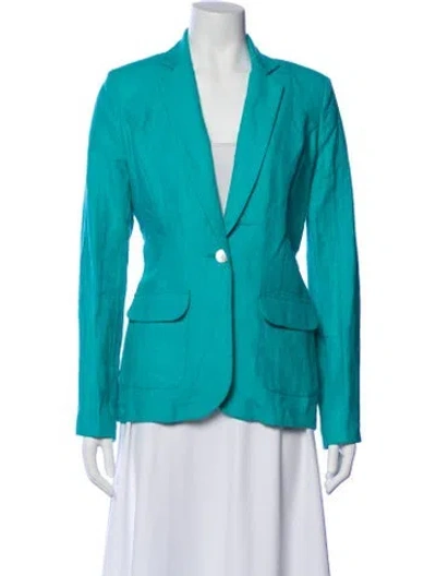 Pre-owned Neiman Marcus Linen Blazer In Blue