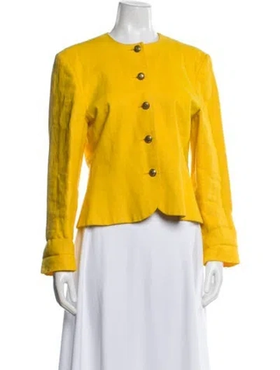 Pre-owned Neiman Marcus Linen Evening Jacket In Yellow