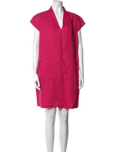 Pre-owned Neiman Marcus Linen Knee-length Dress In Pink