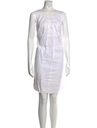 Pre-owned Neiman Marcus Linen Knee-length Dress In White