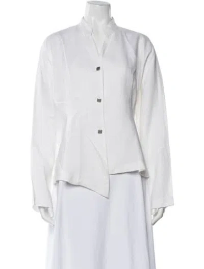 Pre-owned Neiman Marcus Linen Long Sleeve Button-up Top In Neutral