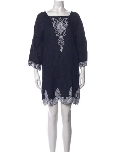 Pre-owned Neiman Marcus Linen Mini Dress In Blue