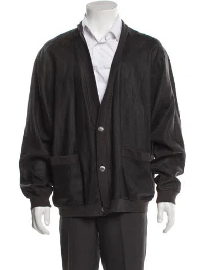 Pre-owned Neiman Marcus Linen Moto Jacket In Black