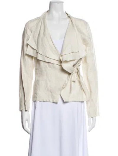 Pre-owned Neiman Marcus Linen Open Front Top In Neutral