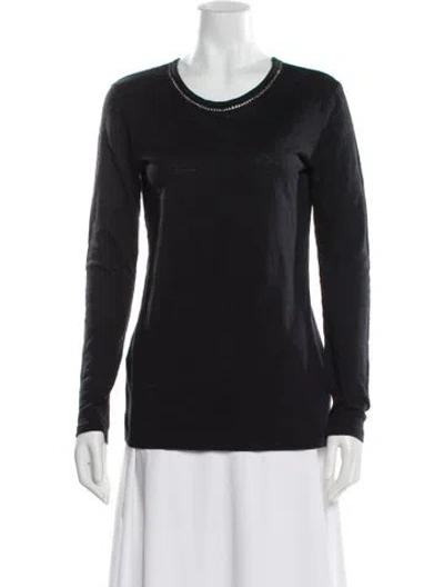 Pre-owned Neiman Marcus Linen Scoop Neck Sweater In Black