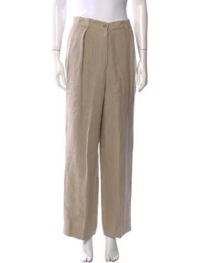 Pre-owned Neiman Marcus Linen Straight Leg Pants In Neutral