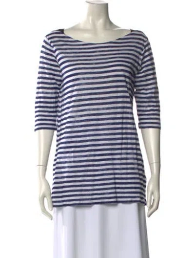 Pre-owned Neiman Marcus Linen Striped T-shirt In Blue