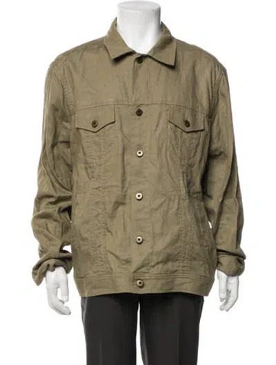 Pre-owned Neiman Marcus Linen Utility Jacket In Neutral