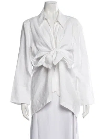 Pre-owned Neiman Marcus Linen V-neck Tunic In White