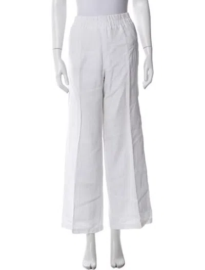 Pre-owned Neiman Marcus Linen Wide Leg Pants In White