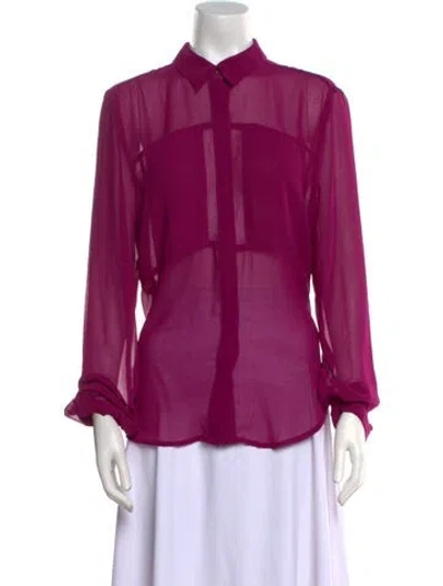 Pre-owned Neiman Marcus Long Sleeve Blouse In Burgundy