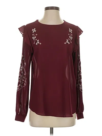 Pre-owned Neiman Marcus Long Sleeve Blouse In Burgundy
