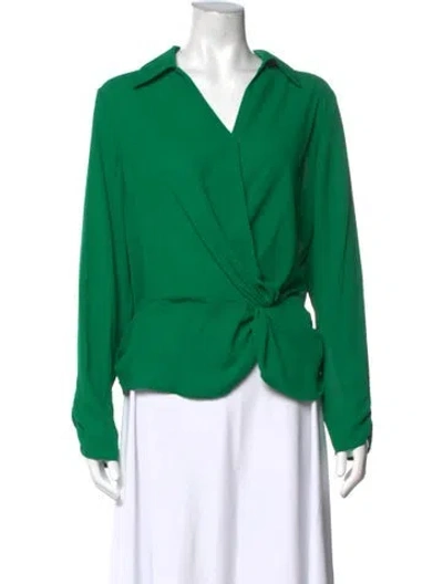 Pre-owned Neiman Marcus Long Sleeve Blouse In Green