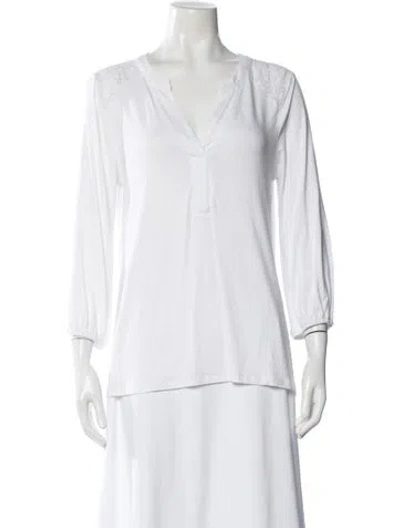 Pre-owned Neiman Marcus Long Sleeve Blouse In White
