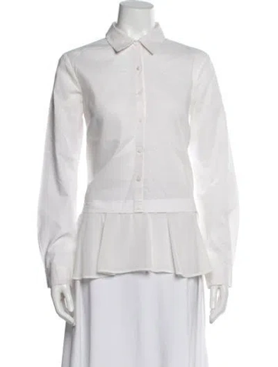 Pre-owned Neiman Marcus Long Sleeve Blouse In White