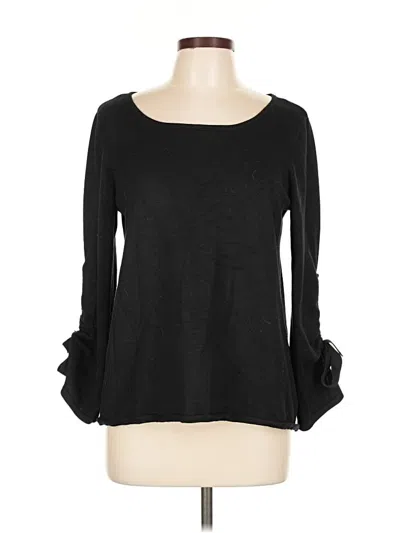 Pre-owned Neiman Marcus Long Sleeve Top Black Ruffles Neckline Tops