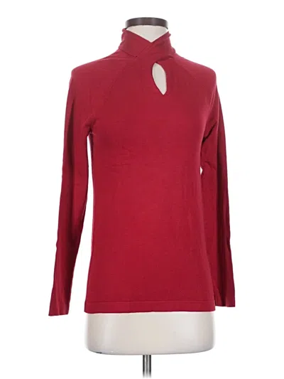 Pre-owned Neiman Marcus Long Sleeve Top Burgundy Turtleneck Tops