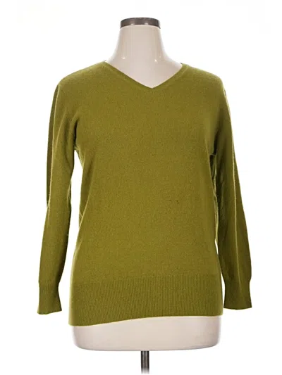 Pre-owned Neiman Marcus Long Sleeve Top Green V-neck Tops