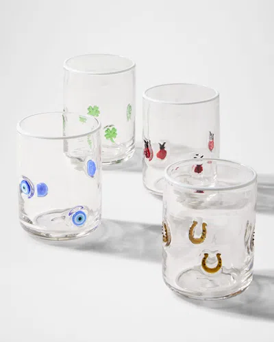 Neiman Marcus Lucky Charms 20 Oz. Tumblers, Set Of 4 In Transparent