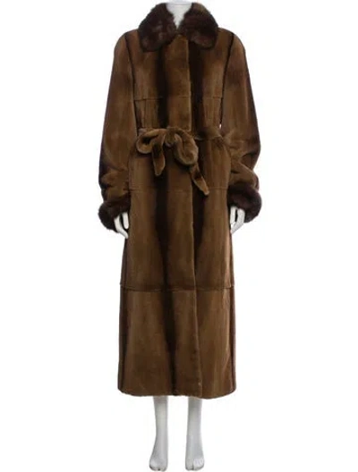 Pre-owned Neiman Marcus Marten Sable Fur Faux Fur Coat In Brown