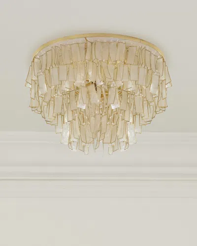 Neiman Marcus Melissa 18" 2-light Capiz Shell Flush Mount In Gold