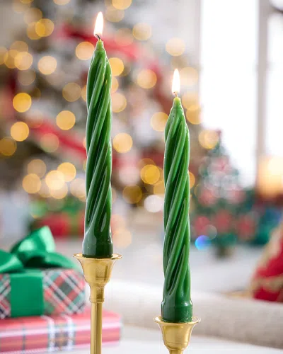 Neiman Marcus Meloria Svedese High-twist Lacquer Candles, Set Of 2 In Green