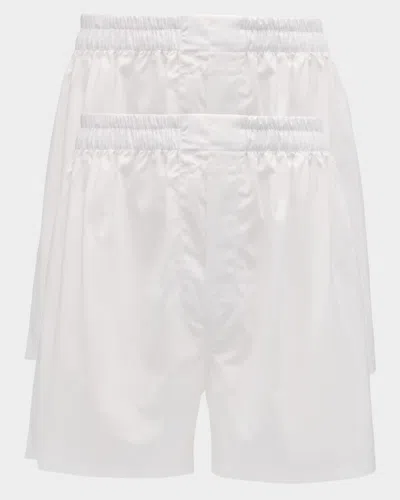 Neiman Marcus Men's 2-pack Cotton Boxers In White
