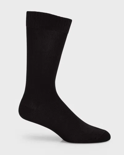 Neiman Marcus Men's 3-pack Casual Knit Crew Socks In Black