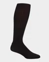 Neiman Marcus Men's 3-pack Ribbed Cotton Crew Socks In Black