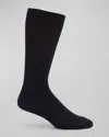 Neiman Marcus Men's 3-pack Ribbed Cotton Crew Socks In Navy