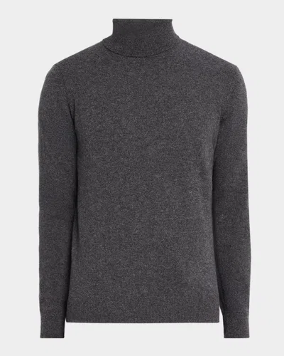 Neiman Marcus Men & Apos;s Cashmere Melange Turtleneck Sweater In Shield