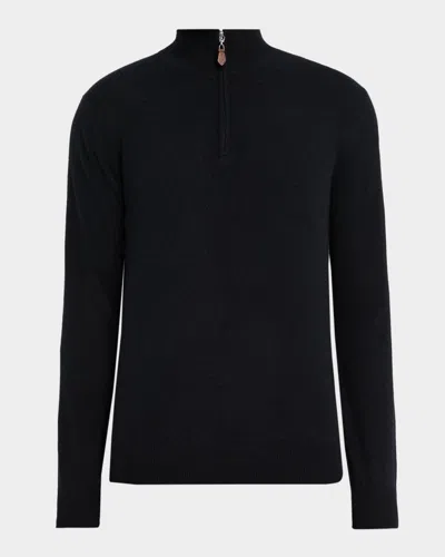 Neiman Marcus Men & Apos;s Cashmere Quarter-zip Sweater In Black