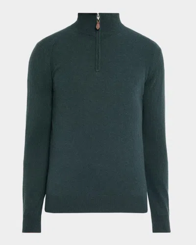 Neiman Marcus Men & Apos;s Cashmere Quarter-zip Sweater In Black Fore