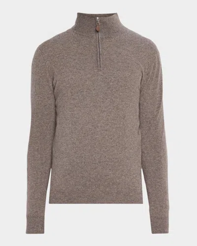 Neiman Marcus Men & Apos;s Cashmere Quarter-zip Sweater In Quarry