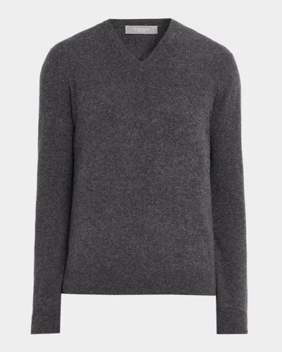 Neiman Marcus Men & Apos;s Cashmere V-neck Sweater In Shield
