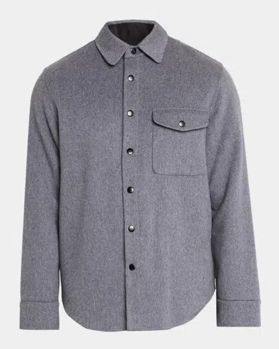 Neiman Marcus Men & Apos;s Double-face Wool Overshirt In 070dkgry