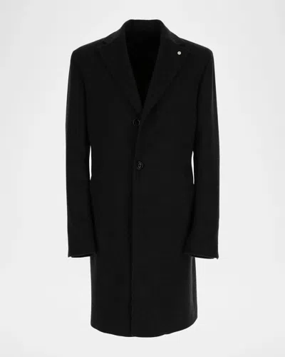 Neiman Marcus Men & Apos;s Water-repellent Cashmere Topcoat In Black