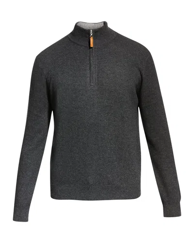 Neiman Marcus Men & Apos;s Wool-cashmere 1/4-zip Sweater In Gray